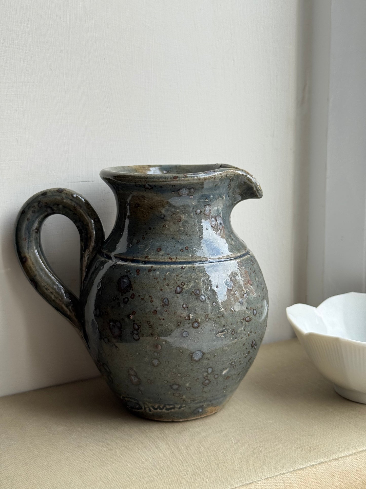 Muted Blue Green Mottled Jug