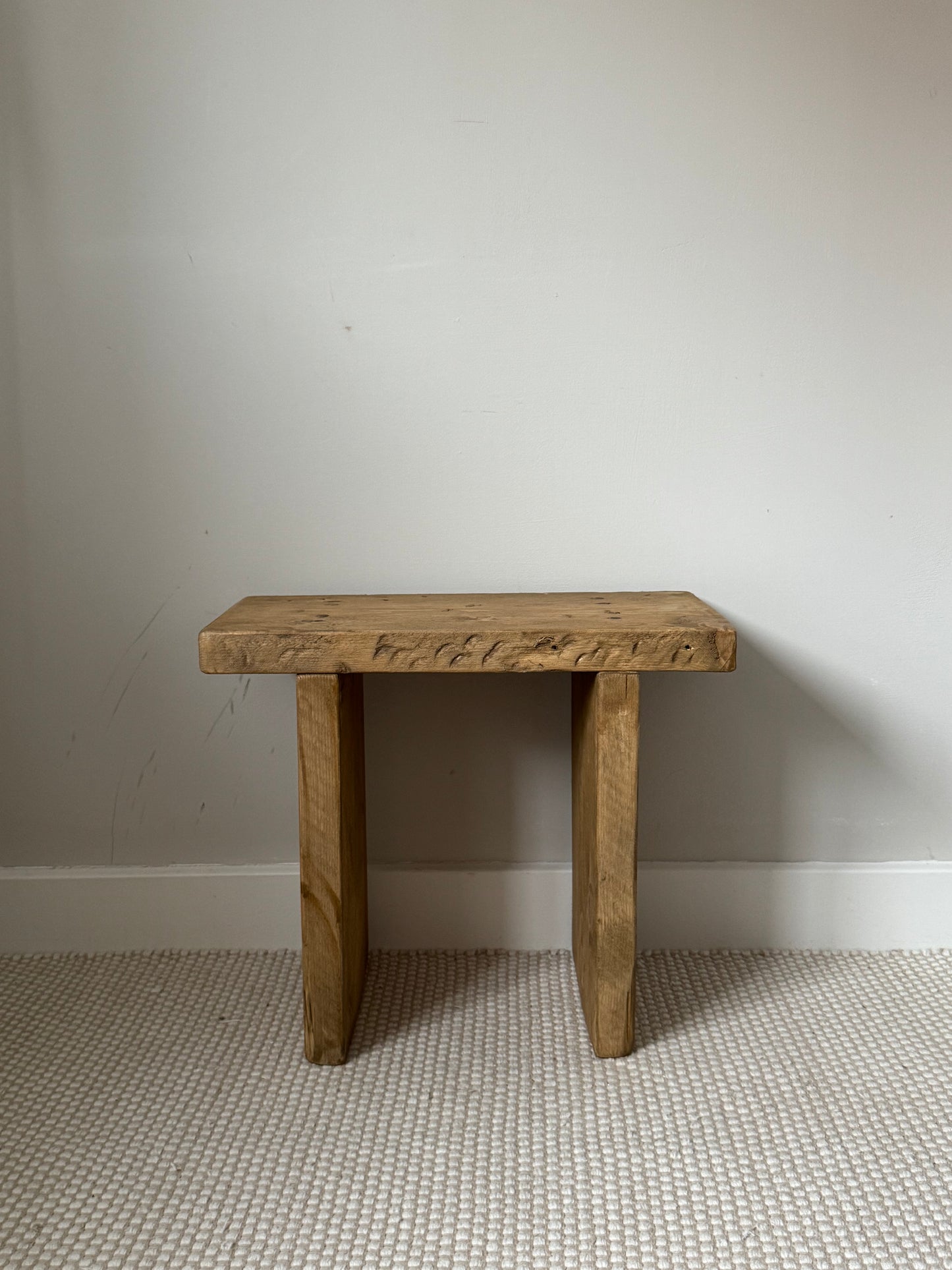 Handmade Aged Effect Wood Stool - Elsie
