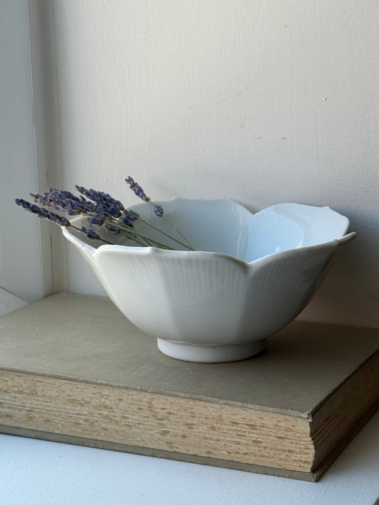 Vintage White Flower Bowl