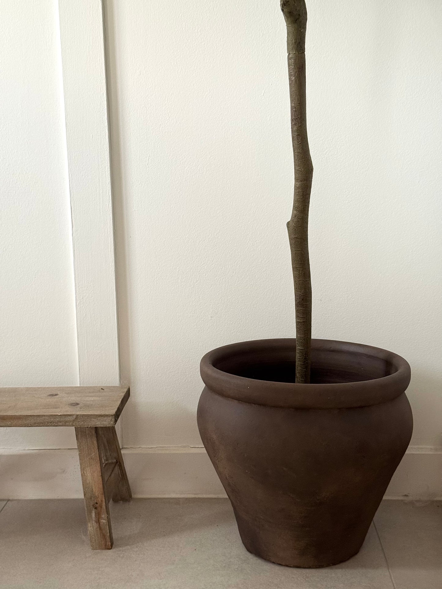 Up-cycled  |  dark earthy brown large tapered pot