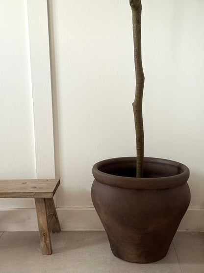 Up-cycled  |  dark earthy brown large tapered pot