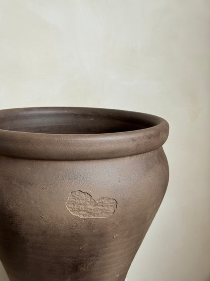 Up-cycled  |  dark earthy brown large tapered pot