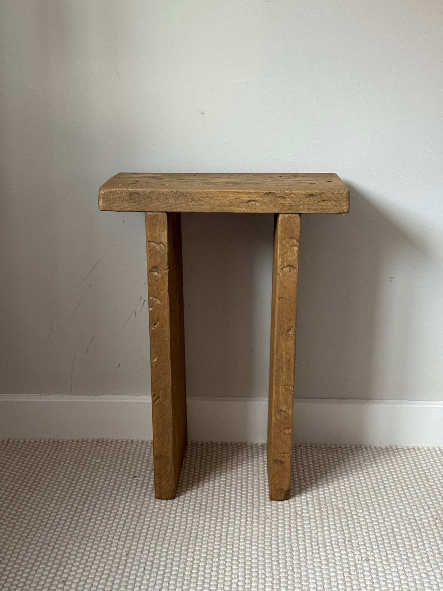 Handmade Aged Effect Wood Stool - Margot