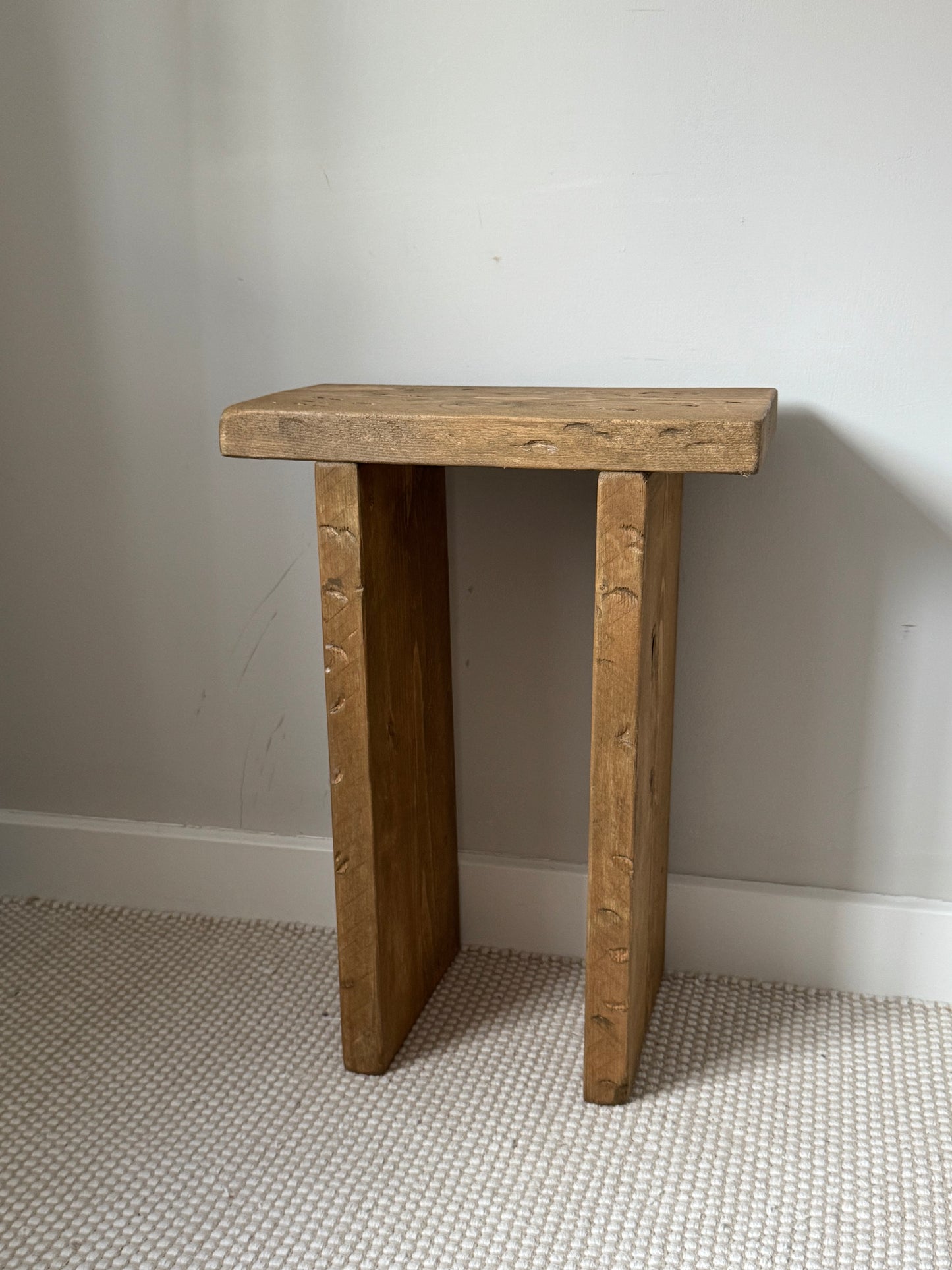 Handmade Aged Effect Wood Stool - Margot