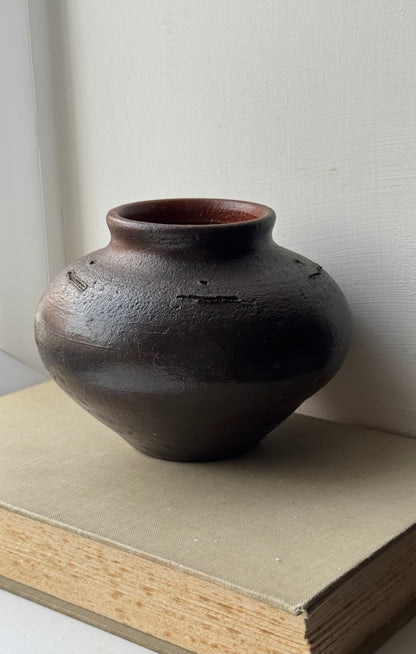 Small Deep Brown Vintage Pot