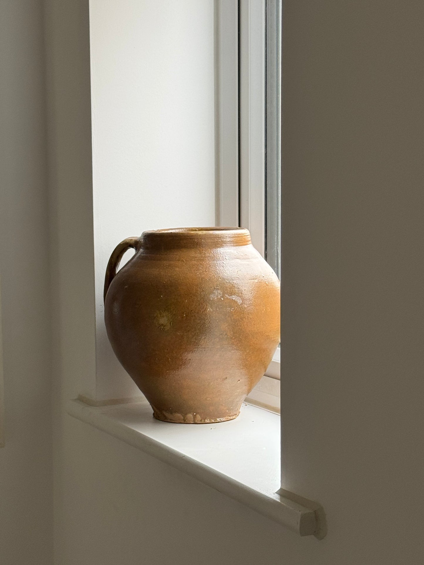 XL Vintage Brown Glazed Rounded Vessel