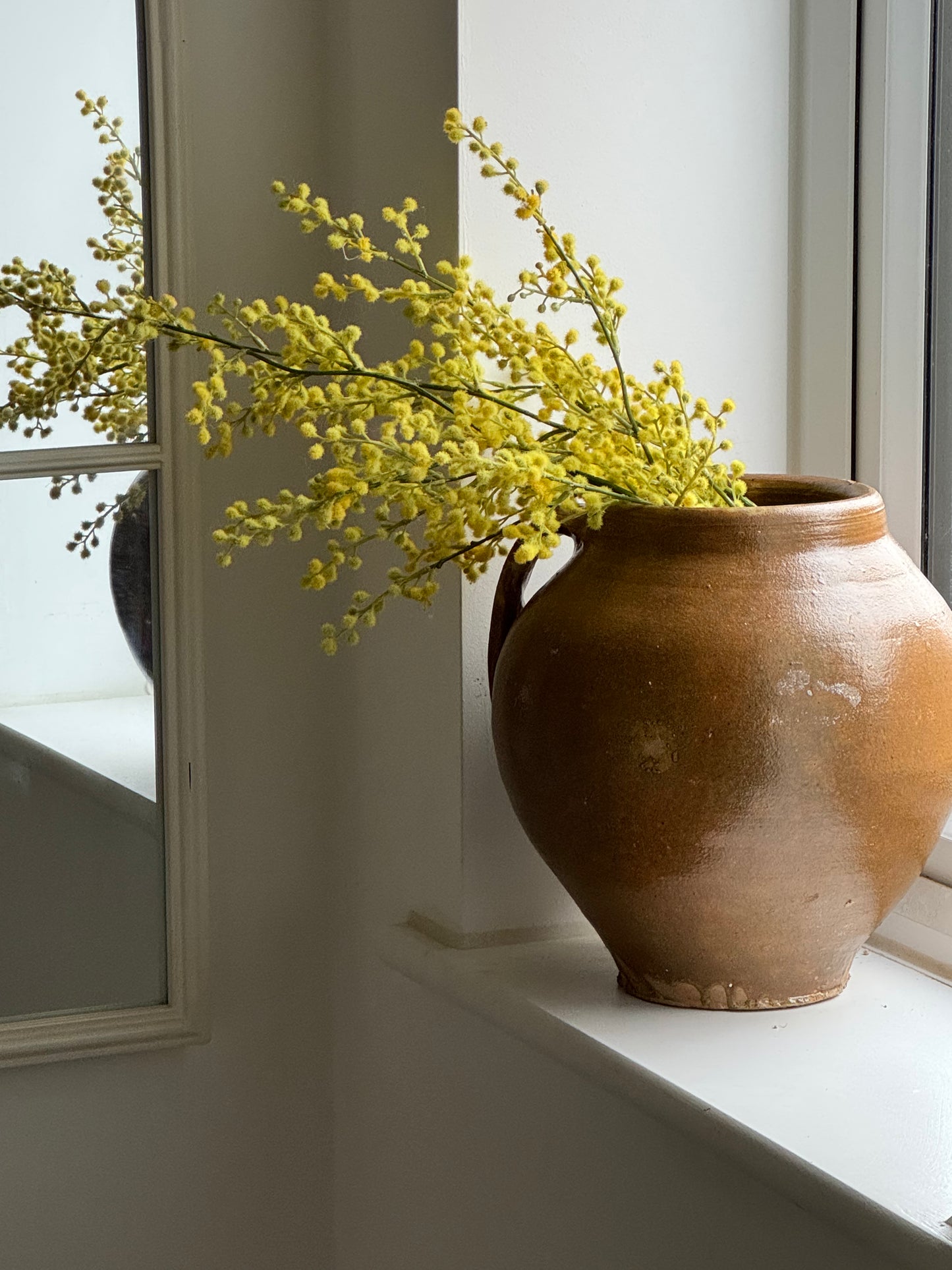 XL Vintage Brown Glazed Rounded Vessel