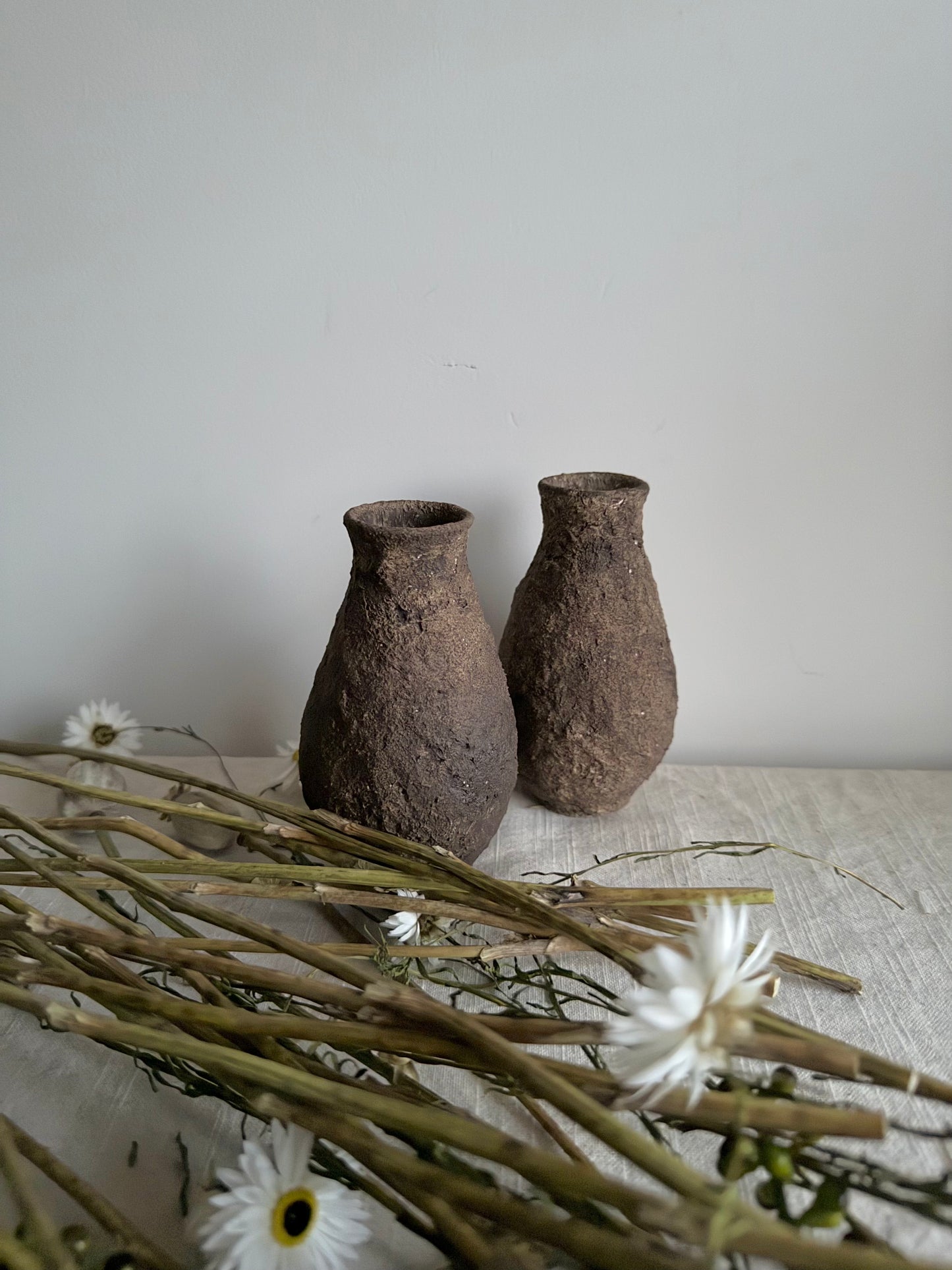 EARTH  | small textured earthy brown tapered vases