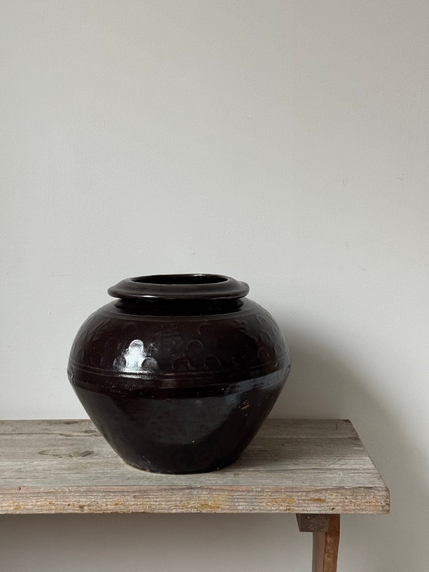 Brown Black Rounded South Asian Pot