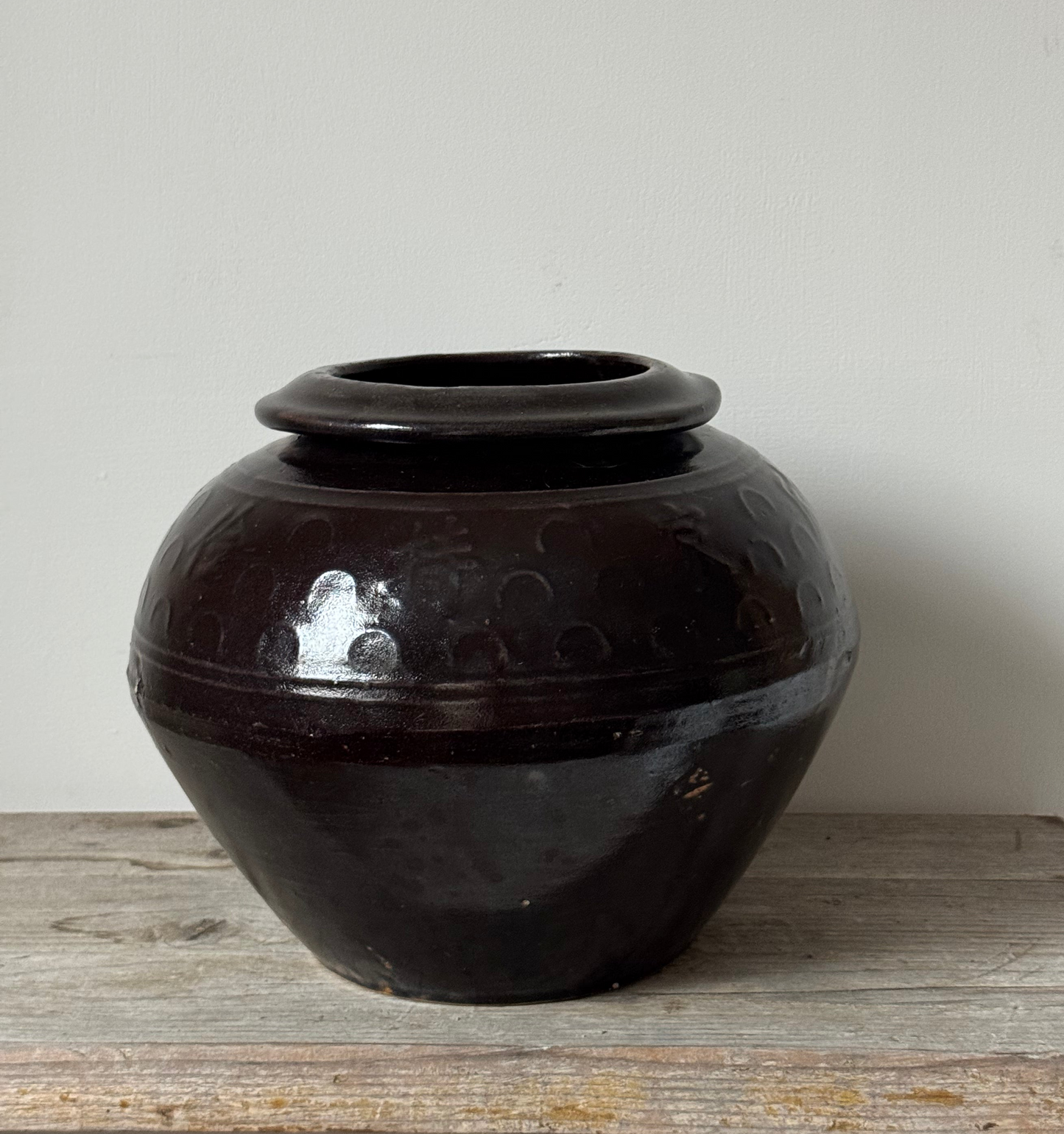 Brown Black Rounded South Asian Pot