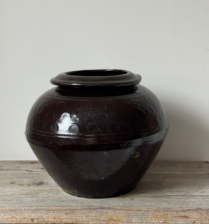 Brown Black Rounded South Asian Pot