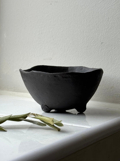 Up-cycled  |   Small wabi-sabi deep brown footed bowl