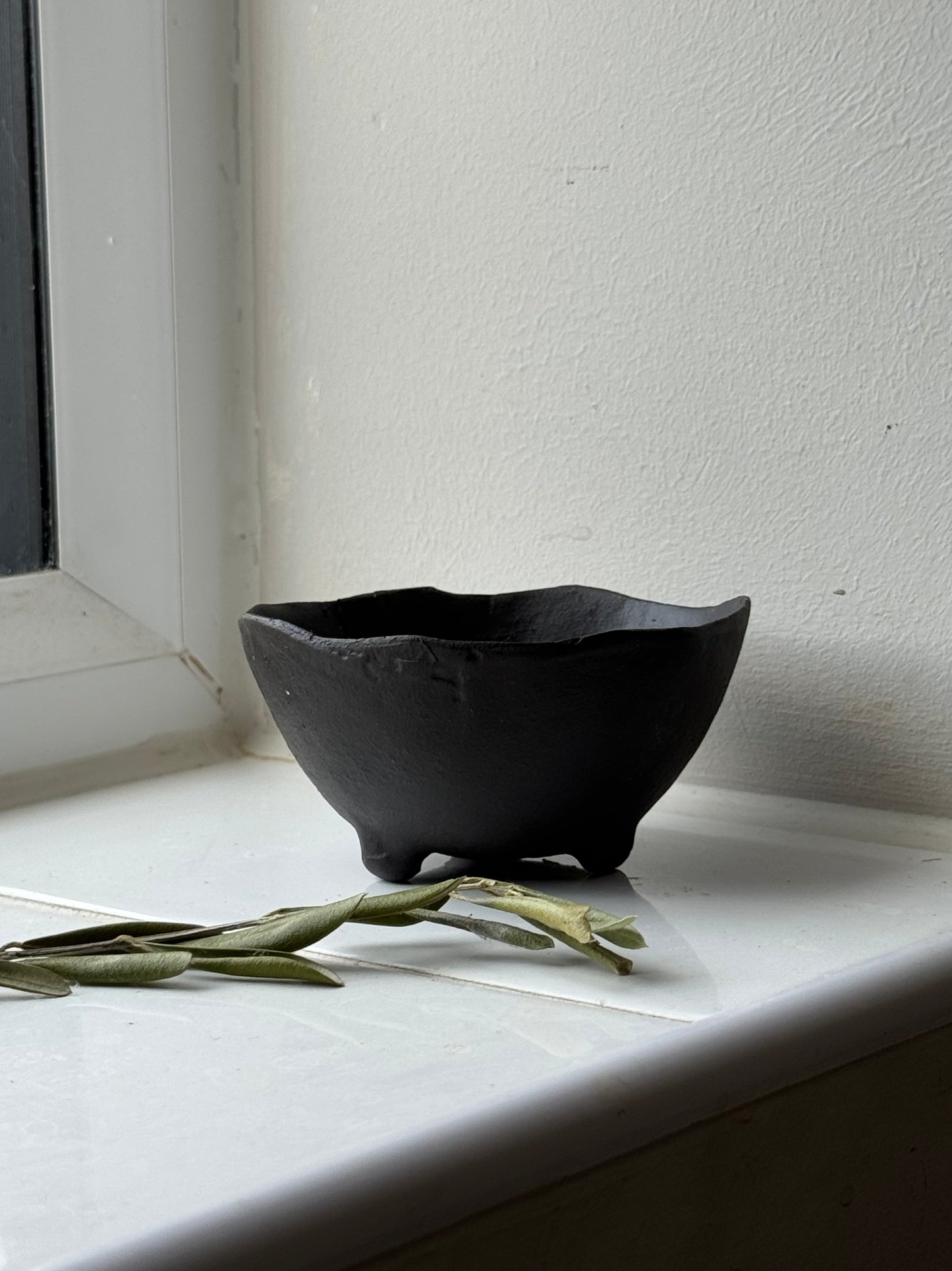 Up-cycled  |   Small wabi-sabi deep brown footed bowl