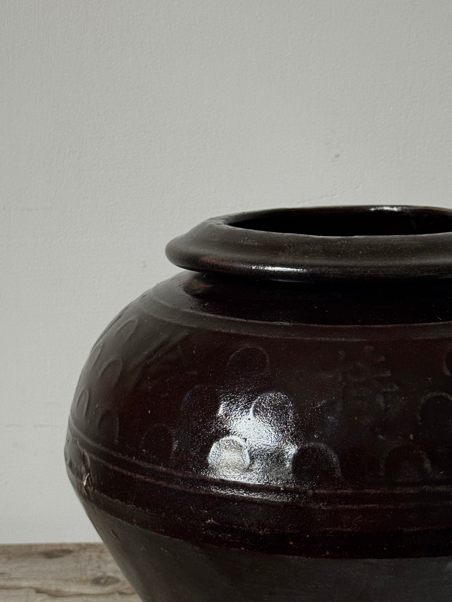 Brown Black Rounded South Asian Pot