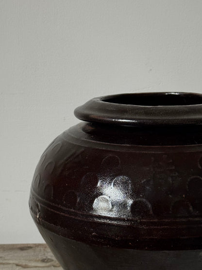 Brown Black Rounded South Asian Pot