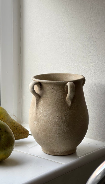 Up-cycled  |  Warm beige stone effect handled pot
