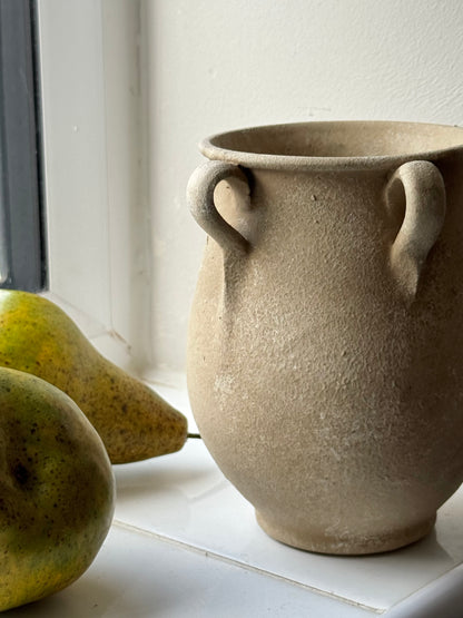 Up-cycled  |  Warm beige stone effect handled pot