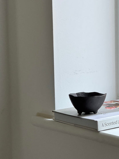 Up-cycled  |   Small wabi-sabi deep brown footed bowl