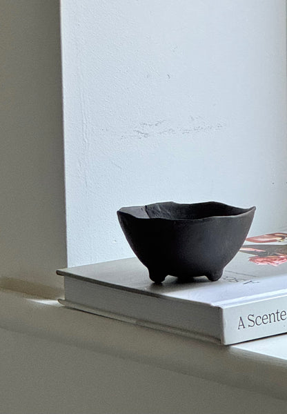 Up-cycled  |   Small wabi-sabi deep brown footed bowl