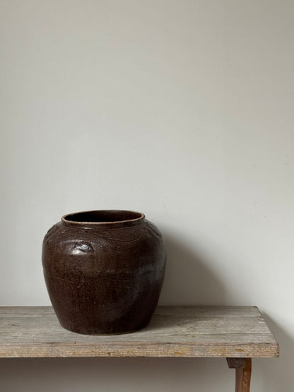 Rounded Rich Brown South Asian Pot