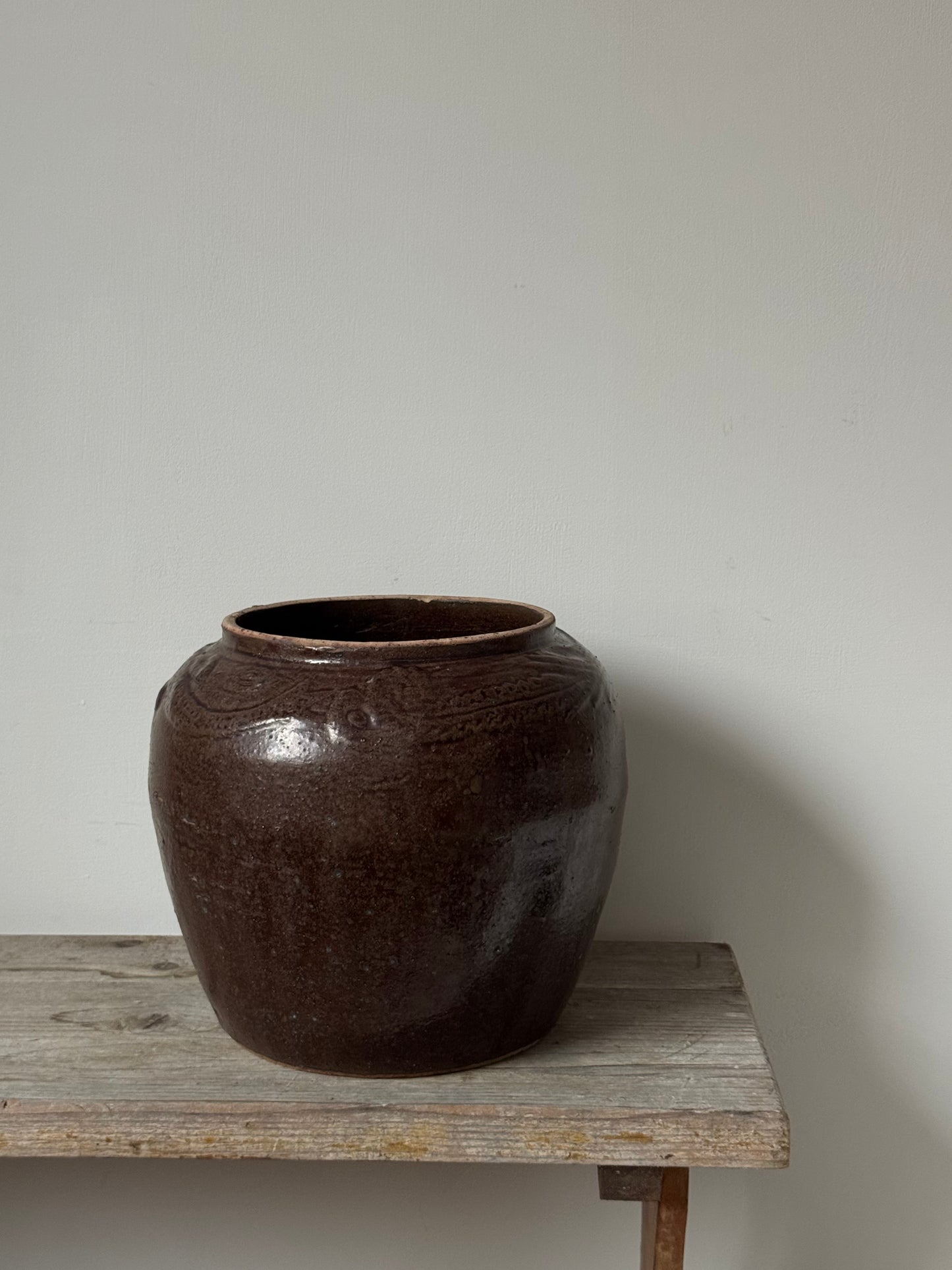 Rounded Rich Brown South Asian Pot
