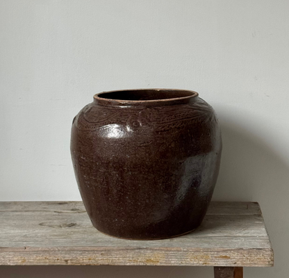 Rounded Rich Brown South Asian Pot