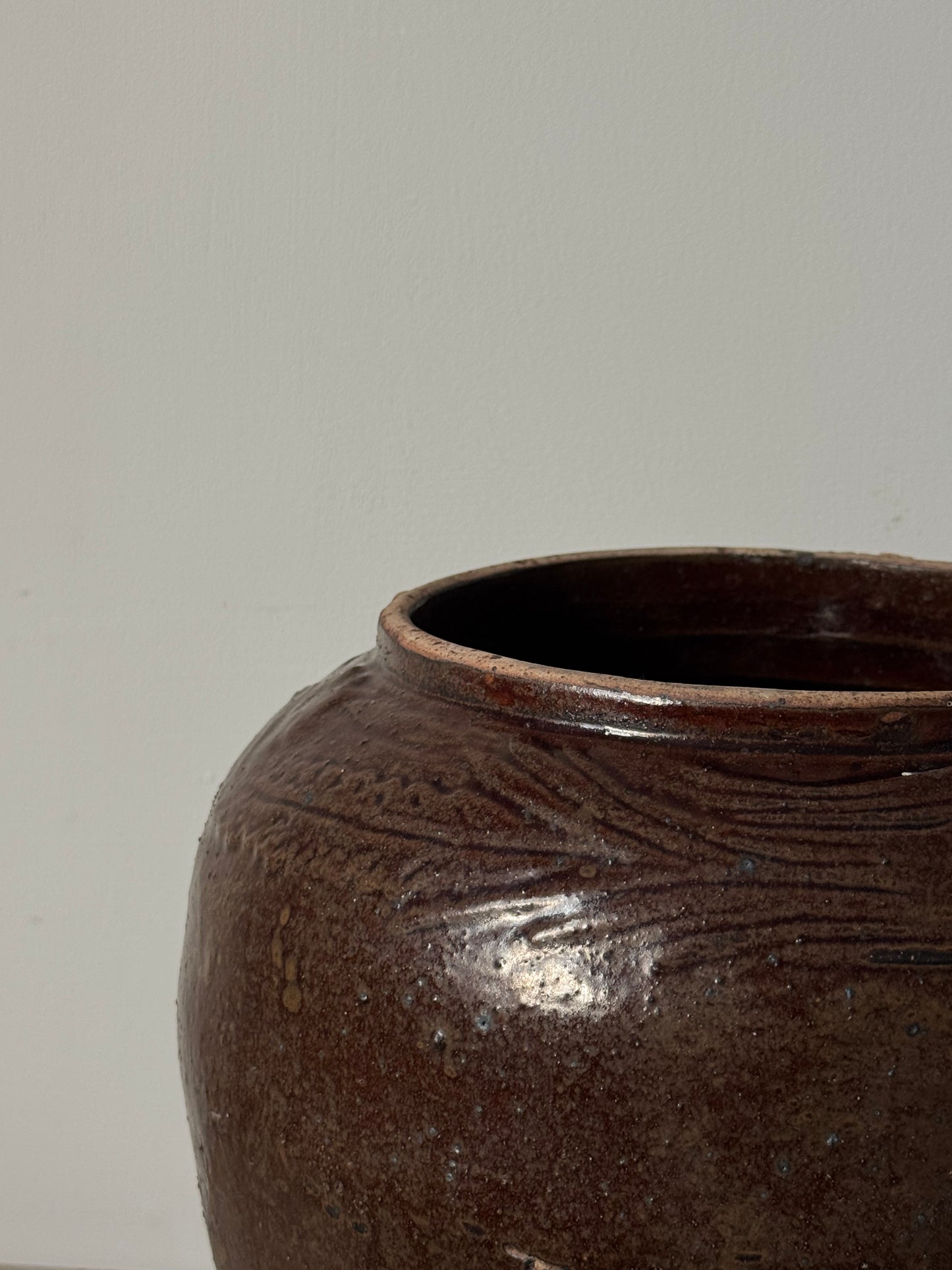 Rounded Rich Brown South Asian Pot