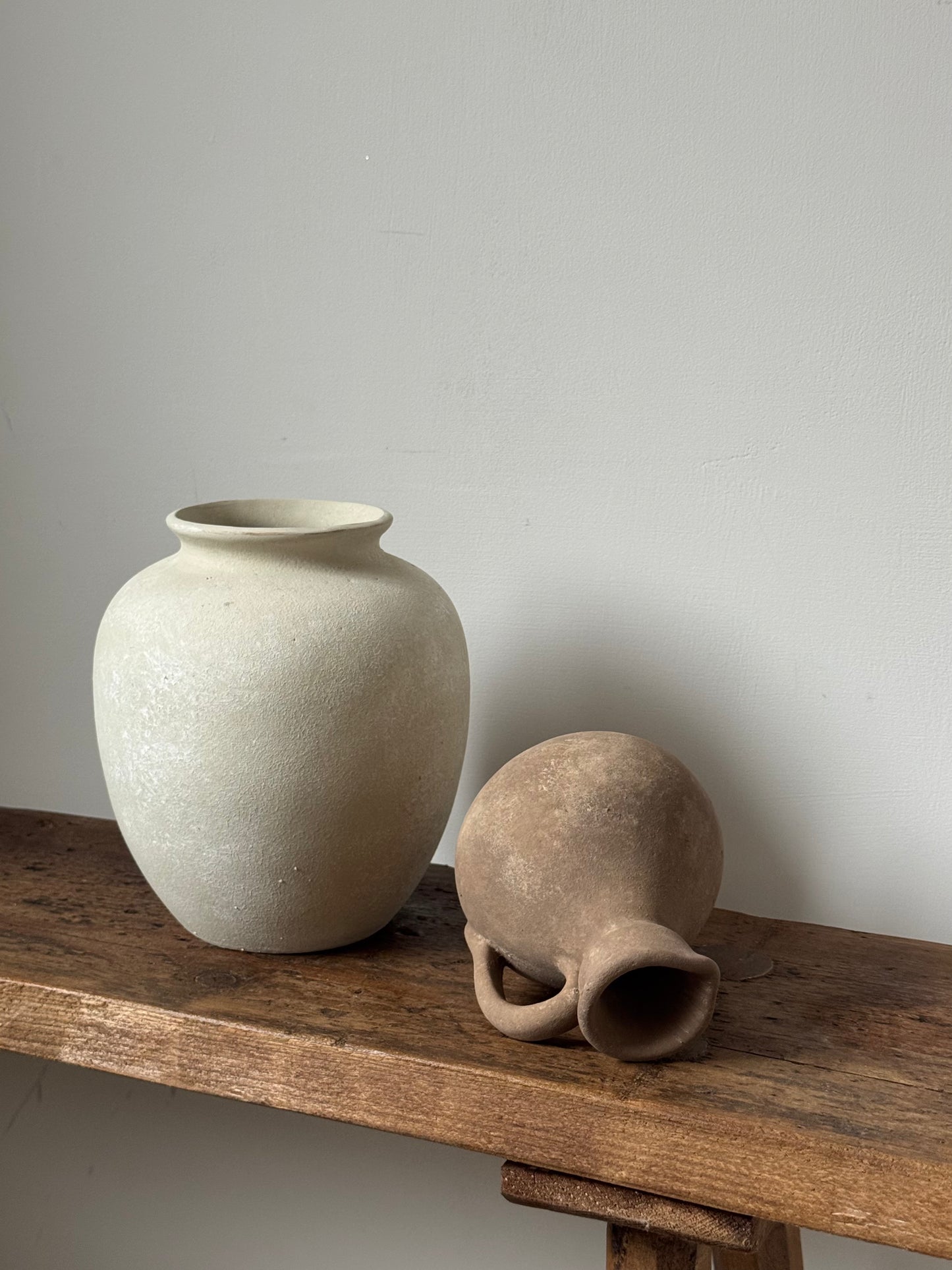 Up-cycled  |  Rounded warm beige stone effect vase