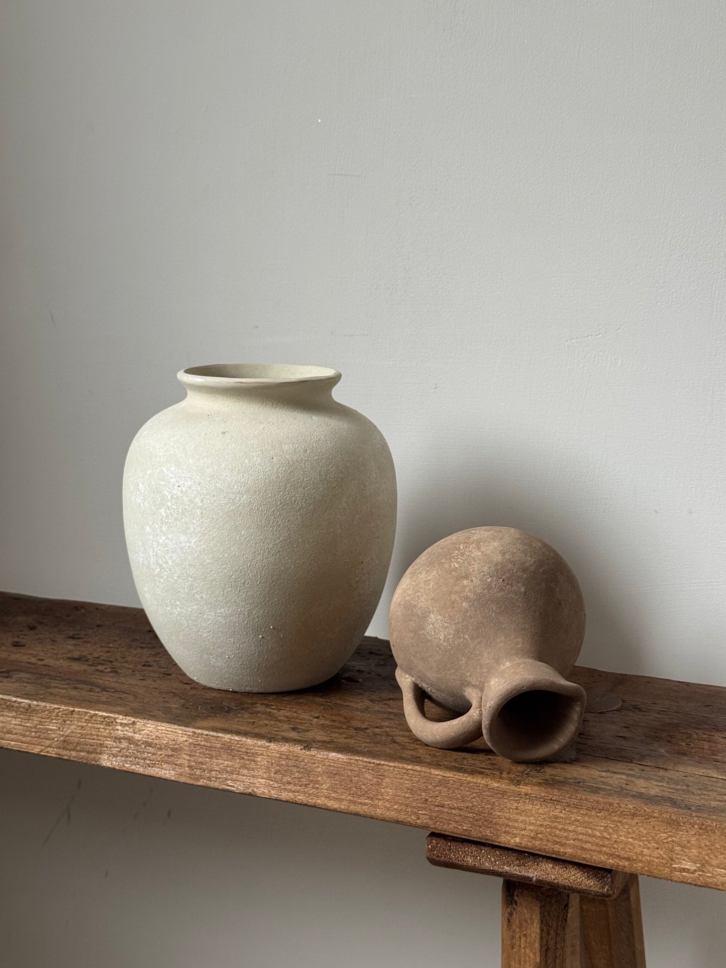 Up-cycled  |  Rounded warm beige stone effect vase
