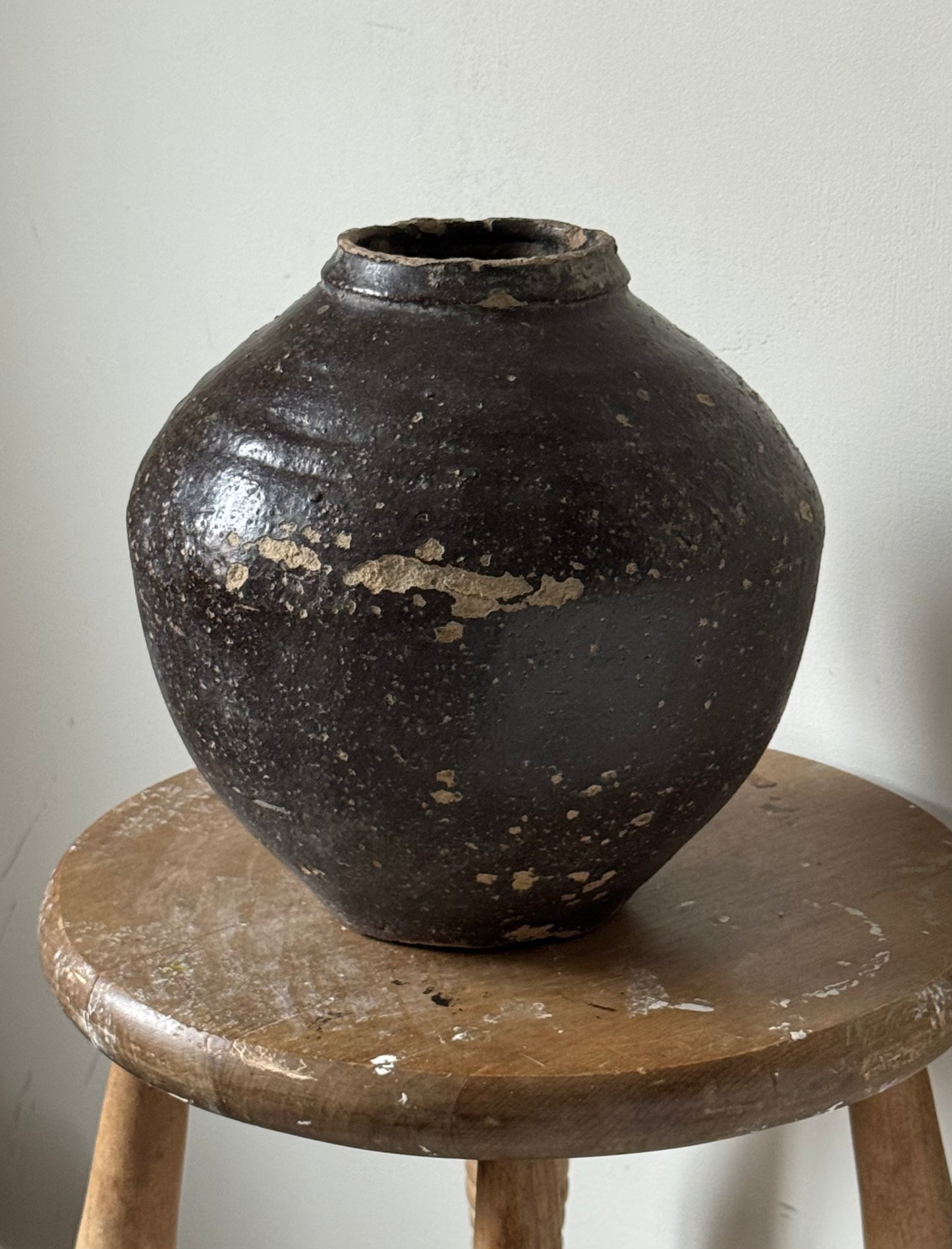 Deep Earthy Brown Vintage Asian Pot