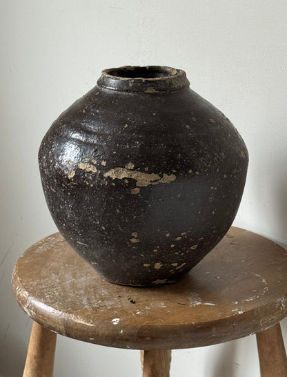 Deep Earthy Brown Vintage Asian Pot