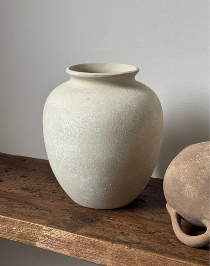 Up-cycled  |  Rounded warm beige stone effect vase