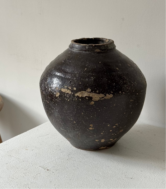 Deep Earthy Brown Vintage Asian Pot
