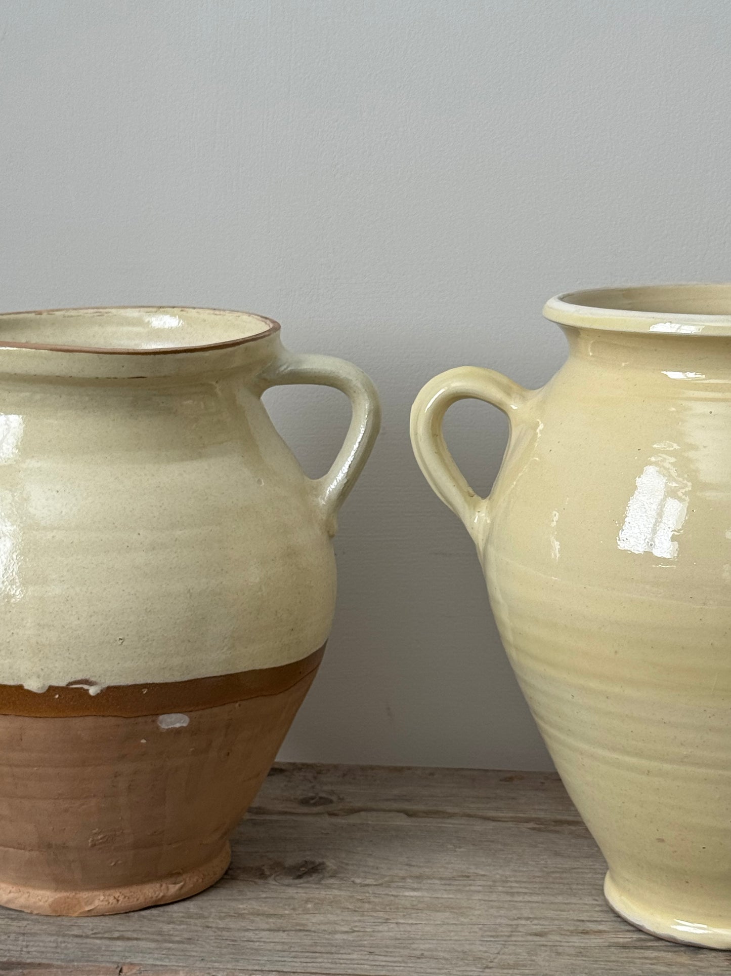 Twin Handled Butter Yellow Glazed Urn