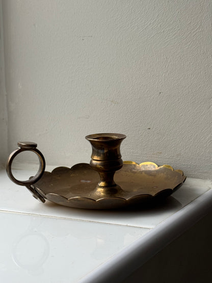 Vintage Brass Scalloped Candle Holder