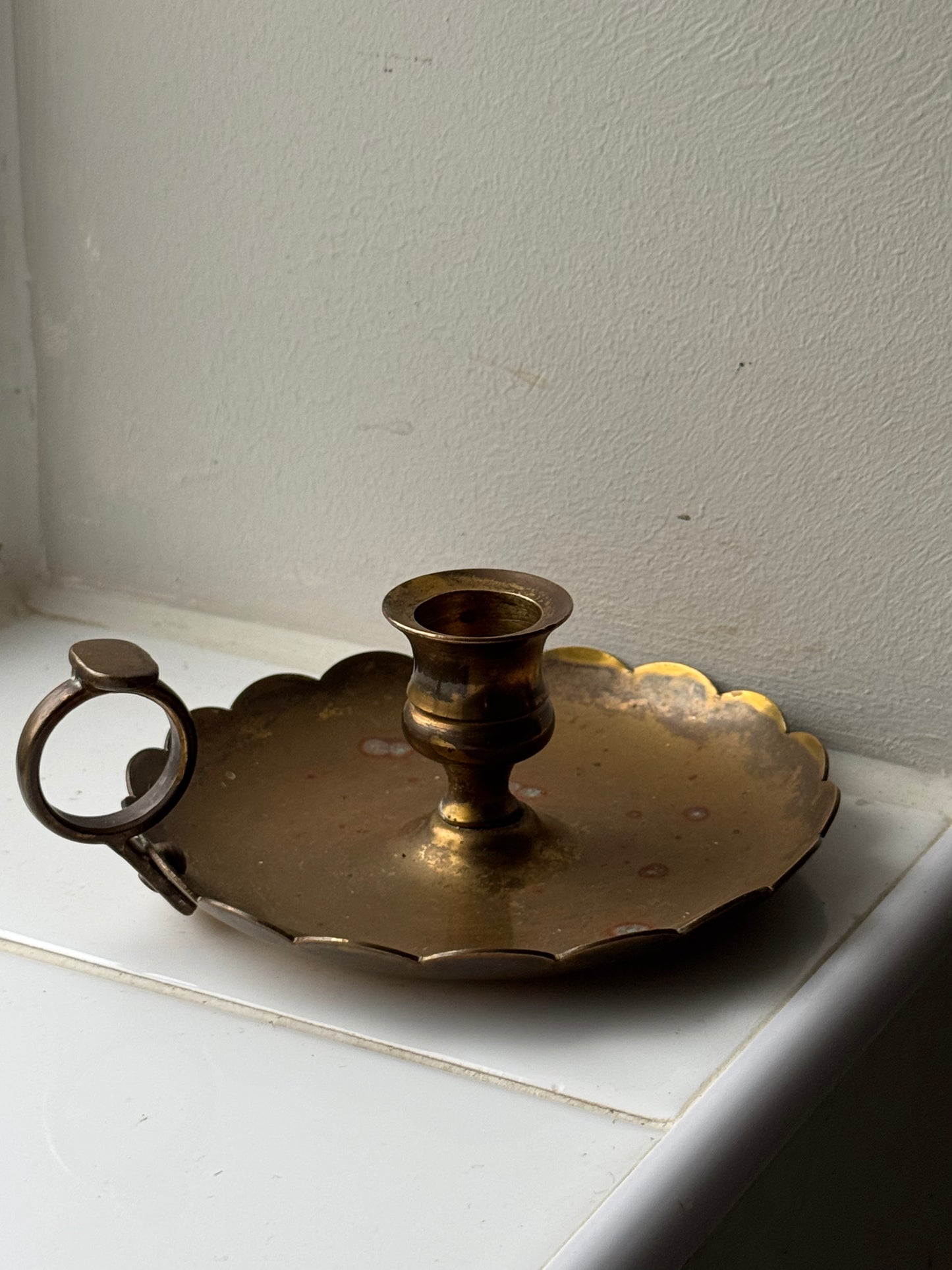 Vintage Brass Scalloped Candle Holder