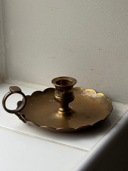 Vintage Brass Scalloped Candle Holder