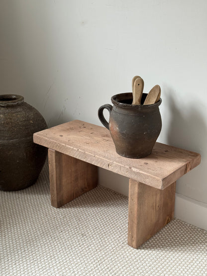 Handmade Aged Effect Wood Stool - Delilah