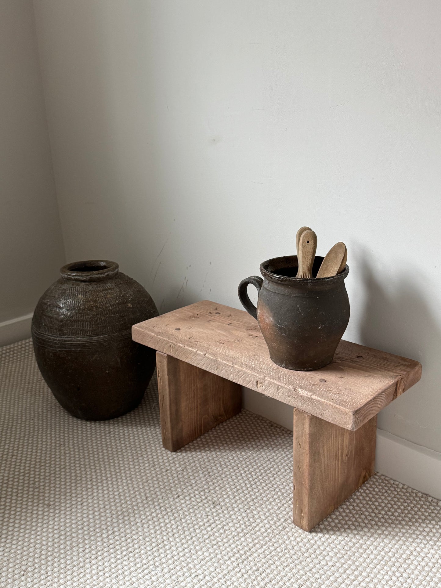 Handmade Aged Effect Wood Stool - Delilah