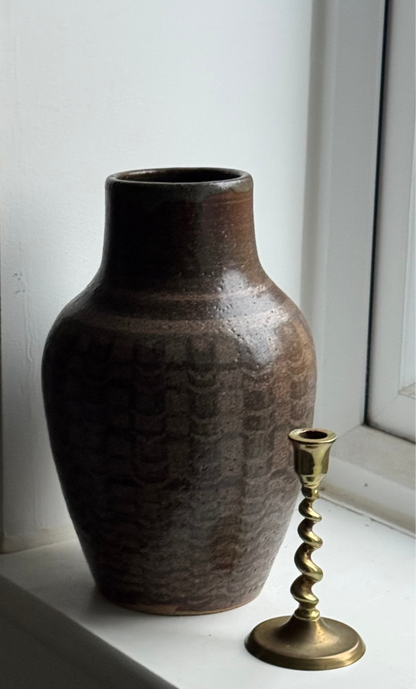 Vintage Deep Brown Tapered Vase