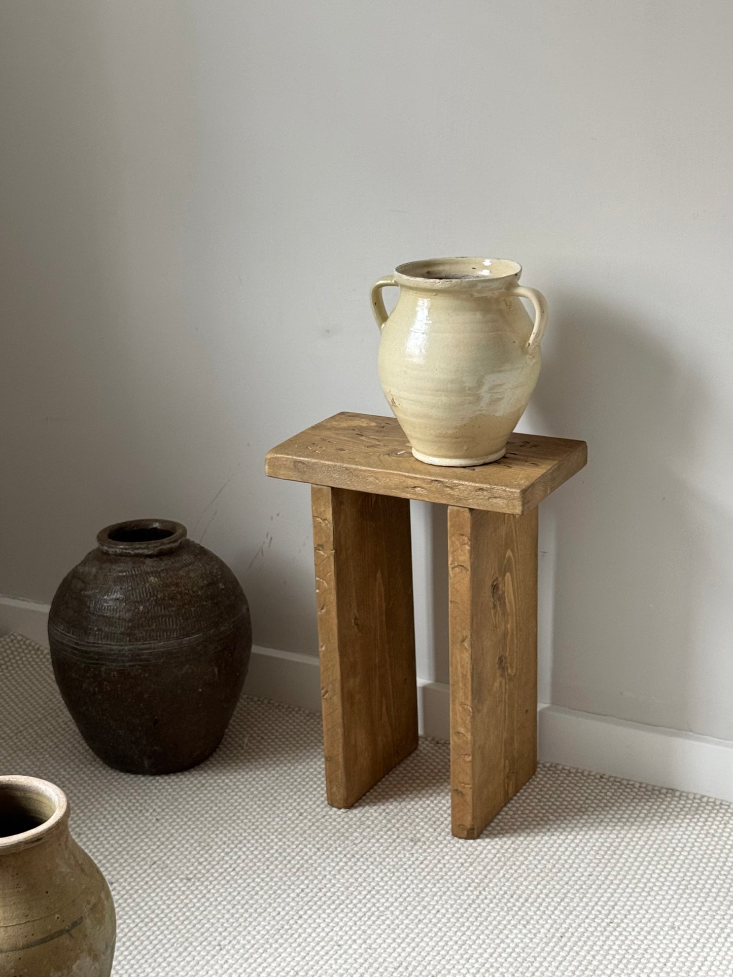 Handmade Aged Effect Wood Stool - Margot