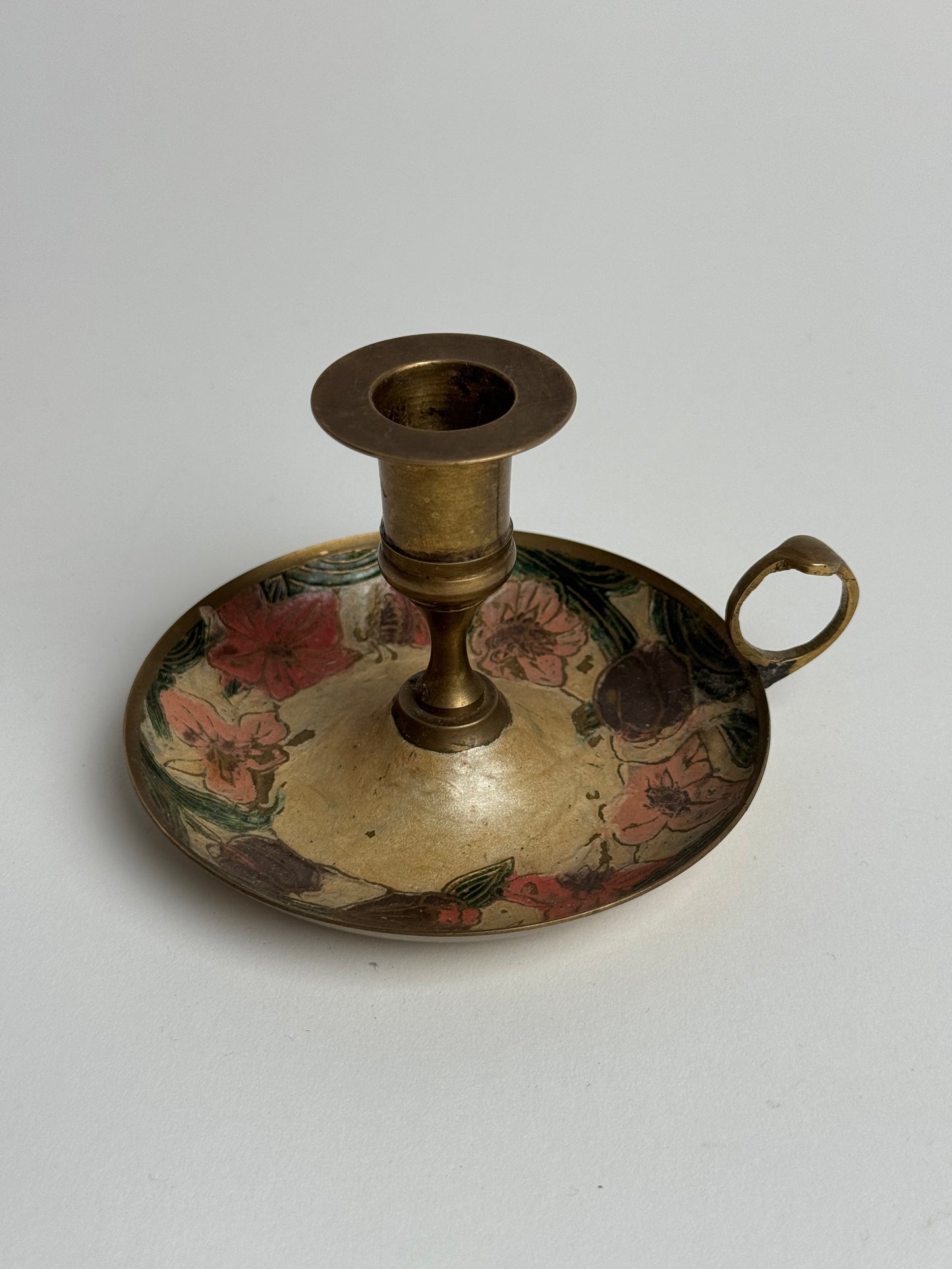 Vintage Floral Brass Candle Holders