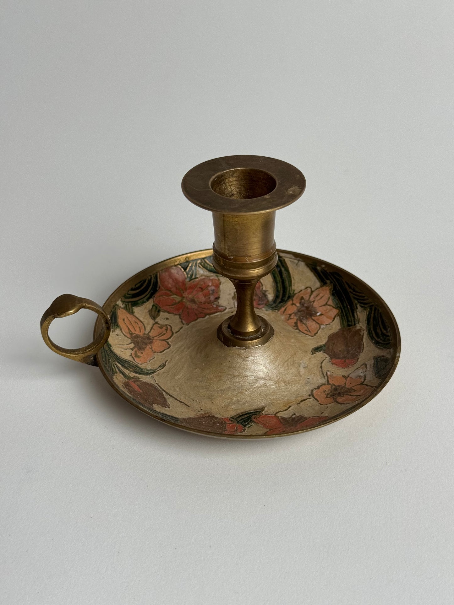 Vintage Floral Brass Candle Holders