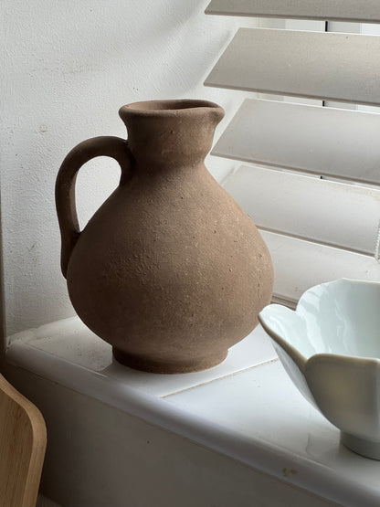 Up-cycled  |  Warm terracotta brown rounded jug vessel