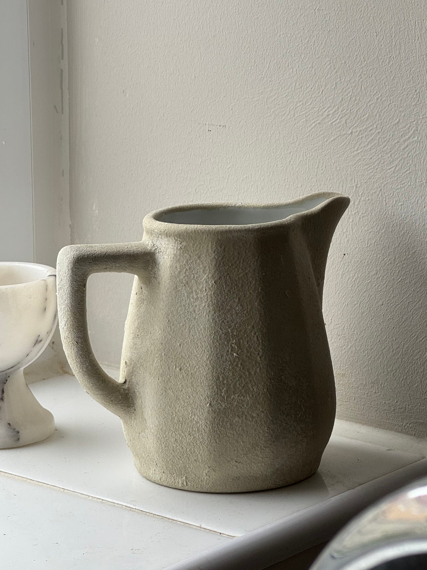 Up-cycled  |  Beige stone effect small angled decorative jug