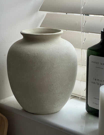 Up-cycled  |  Rounded warm beige stone effect vase