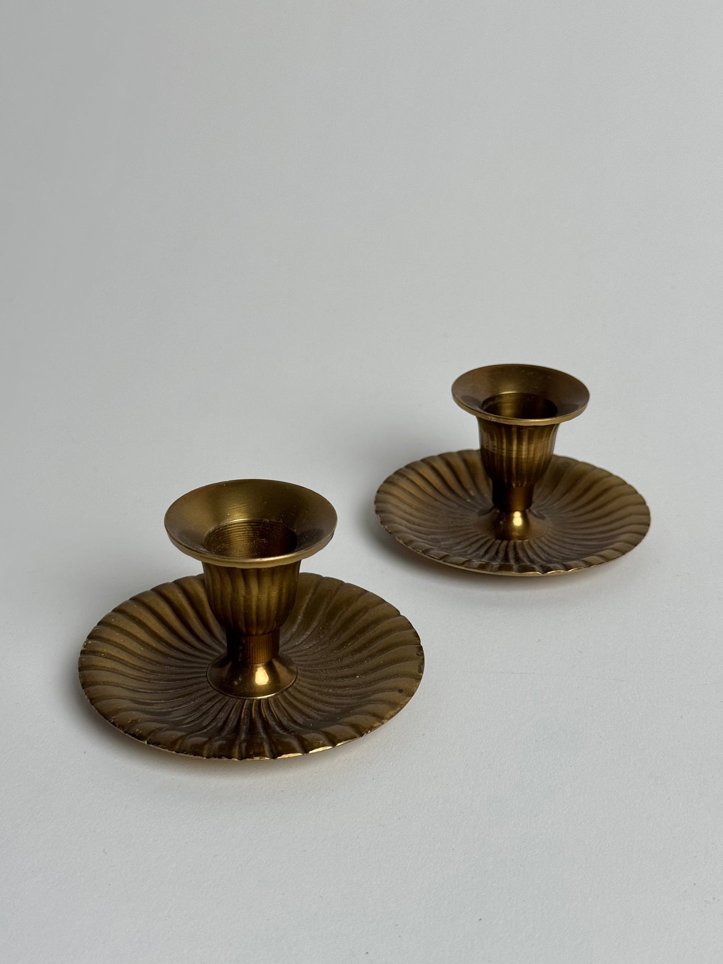 Ribbed Brass Candle Holders