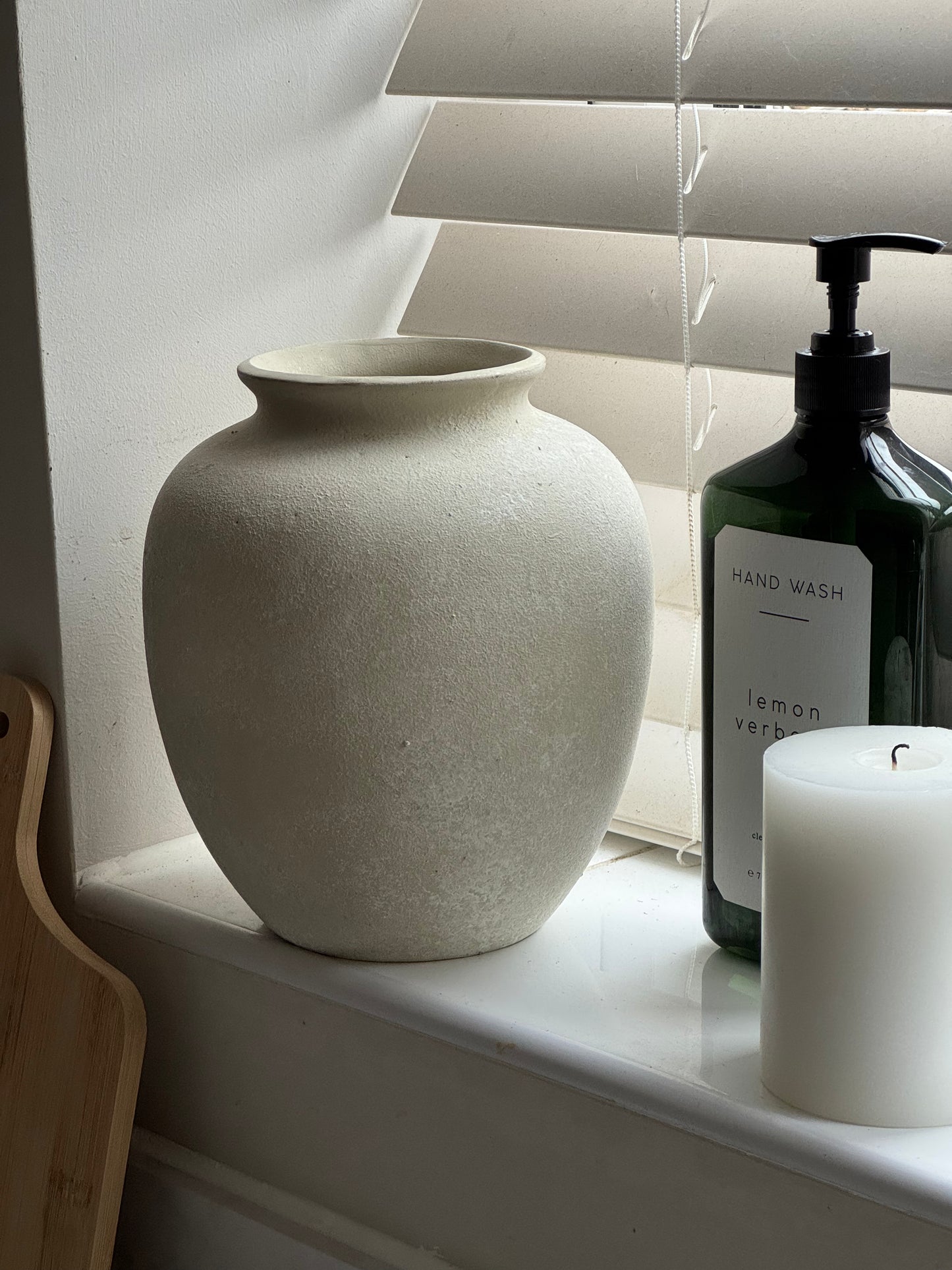 Up-cycled  |  Rounded warm beige stone effect vase