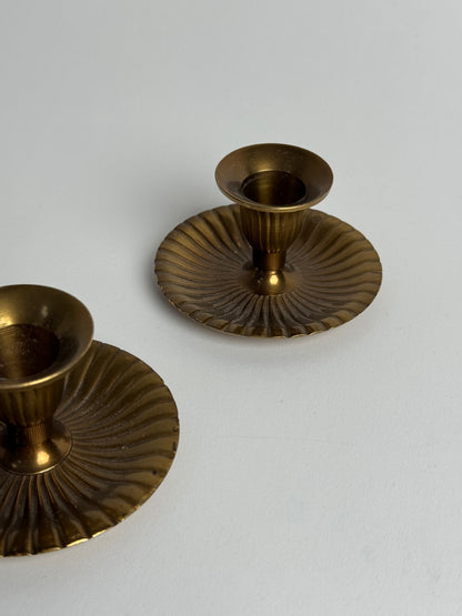 Ribbed Brass Candle Holders