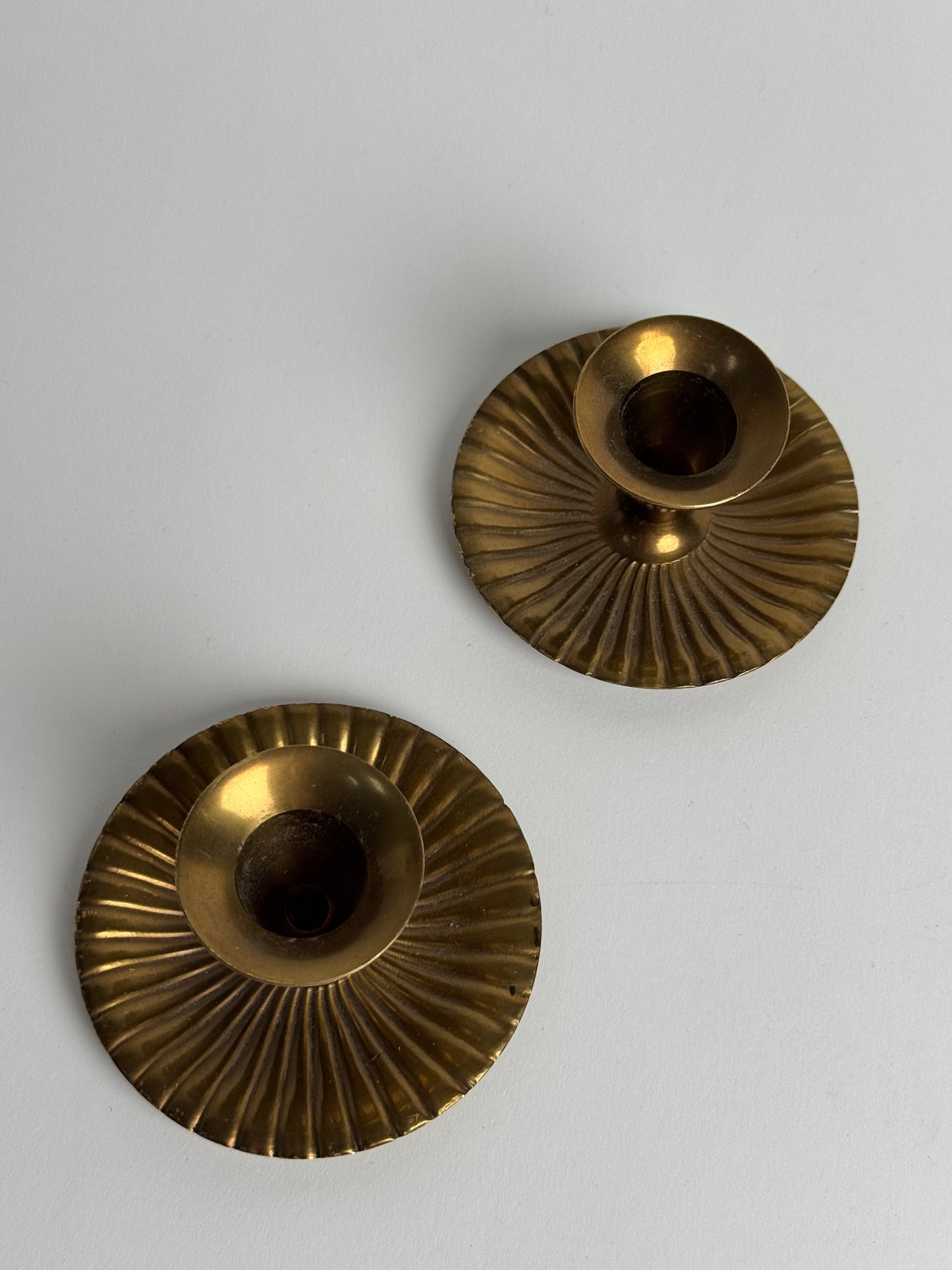 Ribbed Brass Candle Holders